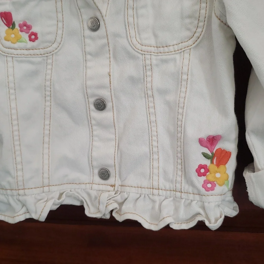 Gymboree Jean Jacket with ruffle and flower Embroidery size 5-6